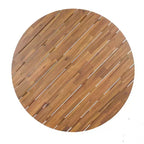 ModernLuxe Ensemble de 5 pièces de salle à manger d'extérieur en bois d'acacia avec table ronde de 47 pouces et 4 chaises baquets rembourrées pour jardin/terrasse/arrière-cour
