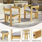 ModernLuxe Ensemble de 5 pièces de salle à manger d'extérieur en bois d'acacia avec table ronde de 47 pouces et 4 chaises baquets rembourrées pour jardin/terrasse/arrière-cour