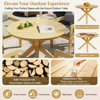 ModernLuxe Ensemble de 5 pièces de salle à manger d'extérieur en bois d'acacia avec table ronde de 47 pouces et 4 chaises baquets rembourrées pour jardin/terrasse/arrière-cour