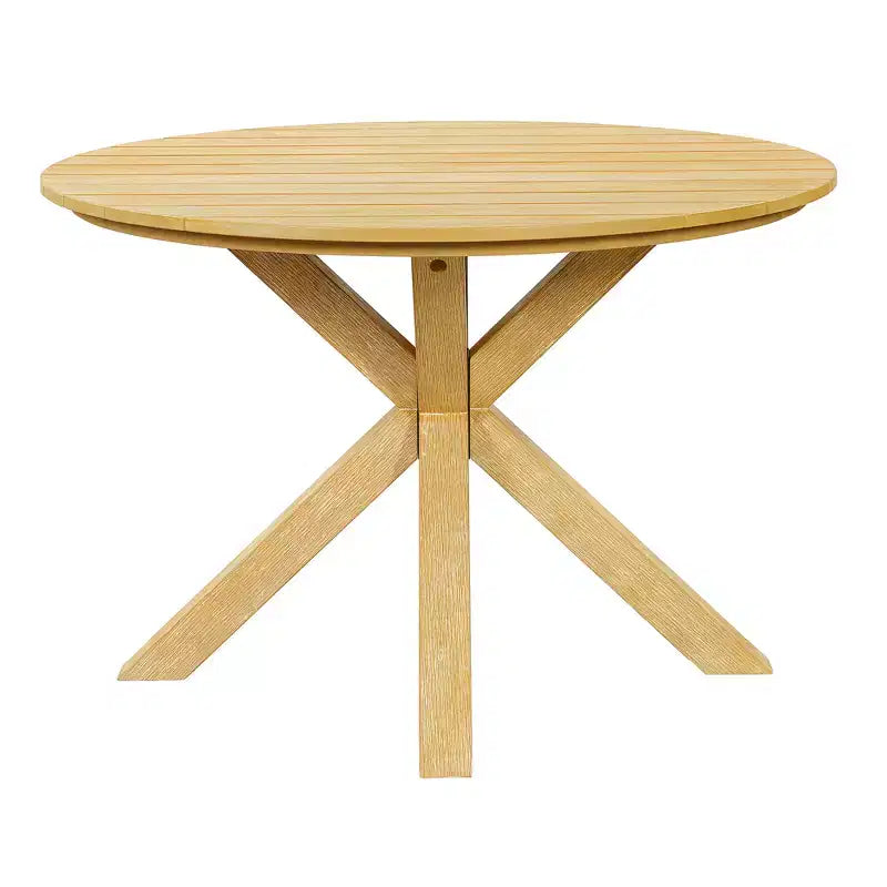 ModernLuxe Ensemble de 5 pièces de salle à manger d'extérieur en bois d'acacia avec table ronde de 47 pouces et 4 chaises baquets rembourrées pour jardin/terrasse/arrière-cour
