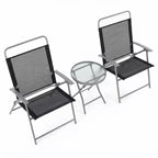 Gymax 3PCS Portable Patio Folding Table and Chairs Set w/ Extra-Large Seats Metal Frame