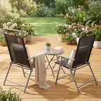Gymax Ensemble table et chaises pliantes de patio portables 3 pièces avec sièges extra-larges et cadre en métal