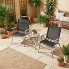 Gymax Ensemble table et chaises pliantes de patio portables 3 pièces avec sièges extra-larges et cadre en métal