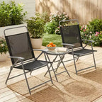 Gymax Ensemble table et chaises pliantes de patio portables 3 pièces avec sièges extra-larges et cadre en métal