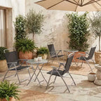 Gymax Ensemble table et chaises pliantes de patio portables 3 pièces avec sièges extra-larges et cadre en métal