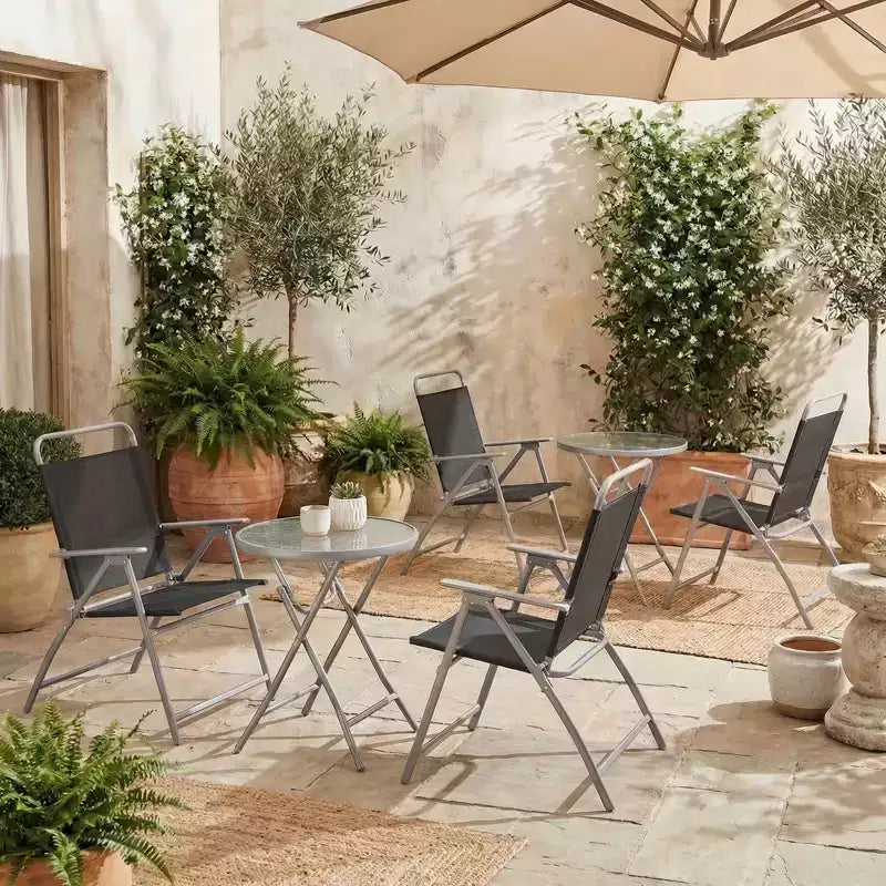 Gymax Ensemble table et chaises pliantes de patio portables 3 pièces avec sièges extra-larges et cadre en métal