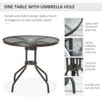 6 Piece Patio Dining Set for 4 with Umbrella/ Outdoor Set with 4 Folding Dining Chairs and Round Glass Table for Garden Backyard and Poolside - Gray