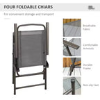 6 Piece Patio Dining Set for 4 with Umbrella/ Outdoor Set with 4 Folding Dining Chairs and Round Glass Table for Garden Backyard and Poolside - Gray