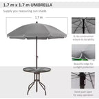 6 Piece Patio Dining Set for 4 with Umbrella/ Outdoor Set with 4 Folding Dining Chairs and Round Glass Table for Garden Backyard and Poolside - Gray