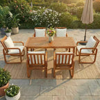 GDFStudio Camille 7-Piece Acacia Wood Patio Dining Set with Cushions