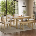 GDFStudio Dickey Space-Saving 6 Piece Farmhouse Dining Set with Solid Wood Frame
