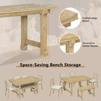 GDFStudio Dickey Space-Saving 6 Piece Farmhouse Dining Set with Solid Wood Frame