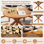 Christopher Knight Home Sandy Ensemble de salle à manger d'extérieur rustique 5 pièces en bois d'acacia avec 4 chaises rembourrées et 1 table ronde à lattes