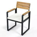 GDFStudio Elvira Patio Modern 6-Piece Acacia Wood Dining Set with Table, 4 Cushioned Chairs and Bench