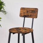 Ensemble de tabourets de bar ronds avec étagères, tabourets rustiques avec dossier pour bar et cuisine