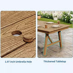 Ensemble de salle à manger extérieur 5 pièces pour 4 personnes, mobilier de patio en PEHD toutes saisons avec trou pour parasol, chaises sans accoudoirs modernes pour jardin et terrasse