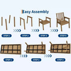 Ensemble de salle à manger extérieur 5 pièces pour 4 personnes, mobilier de patio en PEHD toutes saisons avec trou pour parasol, chaises sans accoudoirs modernes pour jardin et terrasse