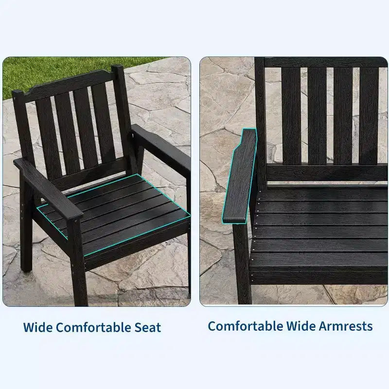 Ensemble de salle à manger extérieur 5 pièces pour 4 personnes, mobilier de patio en PEHD toutes saisons avec trou pour parasol, chaises sans accoudoirs modernes pour jardin et terrasse