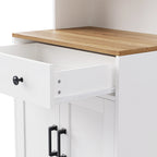 Mobile Contenitore con 4 Piedini a Zucca in Legno Massello, Dispensa da Cucina con Ripiani Regolabili, Libreria a 5 Livelli con Cassetto