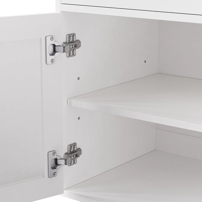 Mobile Contenitore con 4 Piedini a Zucca in Legno Massello, Dispensa da Cucina con Ripiani Regolabili, Libreria a 5 Livelli con Cassetto