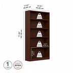 Libreria a 5 Ripiani Alta – 183 cm con Ripiani Regolabili per Casa e Ufficio