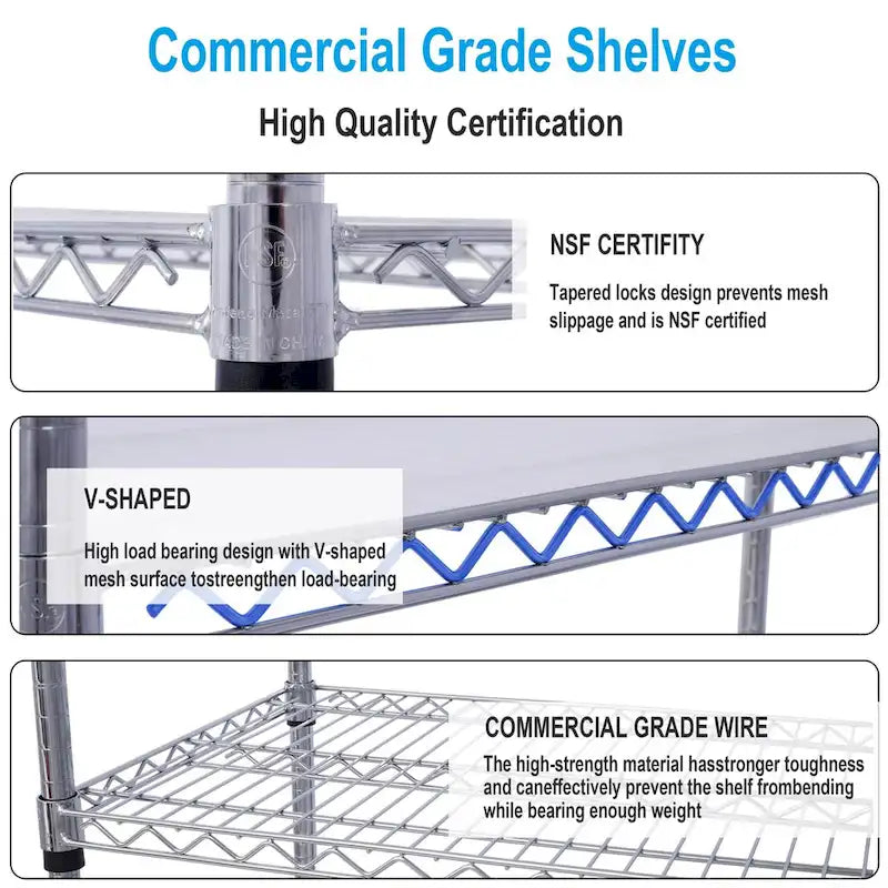 Scaffale multifunzionale regolabile a 6 ripiani con ruote, capacità 2721 kg