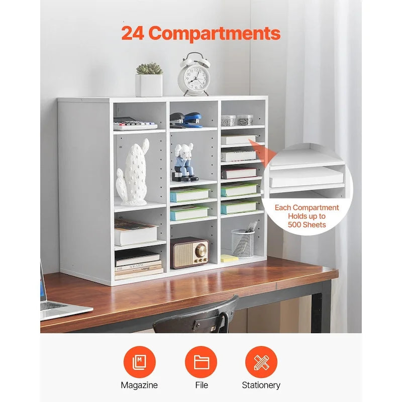 Organizzatori multiuso per documenti da ufficio con 24 scomparti e ripiani regolabili, un'aggiunta perfetta a qualsiasi spazio