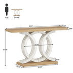 Consolle Vintage con Base Geometrica Tavolo da Ingresso in Legno