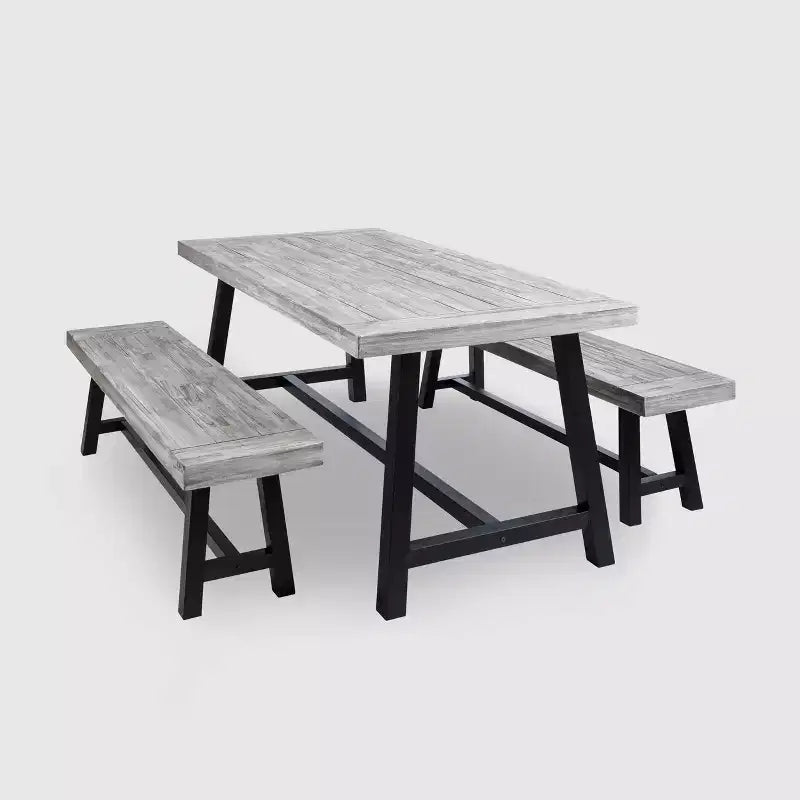 Ensemble de salle à manger d'extérieur rustique en bois Carlisle 3 pièces - Christopher Knight Home