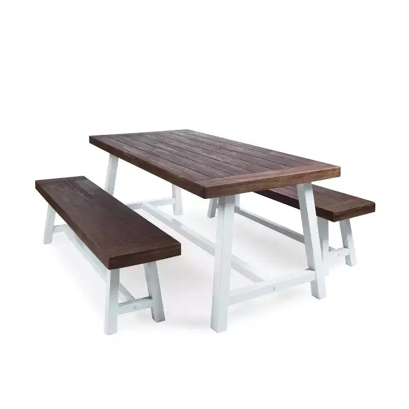 Ensemble de salle à manger d'extérieur rustique en bois Carlisle 3 pièces - Christopher Knight Home
