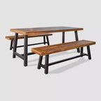 Ensemble de salle à manger d'extérieur rustique en bois Carlisle 3 pièces - Christopher Knight Home