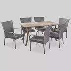 Monterey 7pc Acacia & Wicker Dining Set - Christopher Knight Home