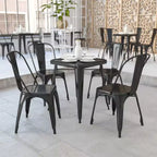 Ensemble de table carrée en métal de qualité commerciale Flash Furniture 23,75 po avec 2 chaises empilables pour l'intérieur et l'extérieur