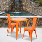 Ensemble de table carrée en métal de qualité commerciale Flash Furniture 23,75 po avec 2 chaises empilables pour l'intérieur et l'extérieur