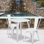 Ensemble de table carrée en métal de qualité commerciale Flash Furniture 23,75 po avec 2 chaises empilables pour l'intérieur et l'extérieur