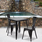 Ensemble de table carrée en métal de qualité commerciale Flash Furniture 23,75 po avec 2 chaises empilables pour l'intérieur et l'extérieur