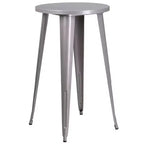 Flash Furniture Table de bar ronde 24" en métal de qualité commerciale pour intérieur/extérieur avec 2 tabourets à dossier à lattes verticales