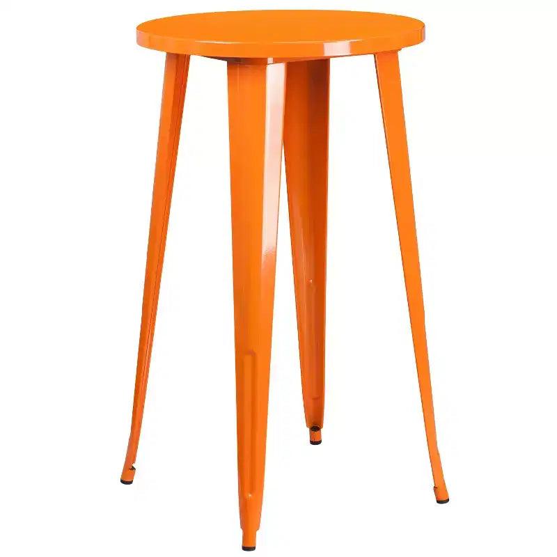 Flash Furniture Table de bar ronde 24" en métal de qualité commerciale pour l'intérieur et l'extérieur avec 4 tabourets carrés sans dossier