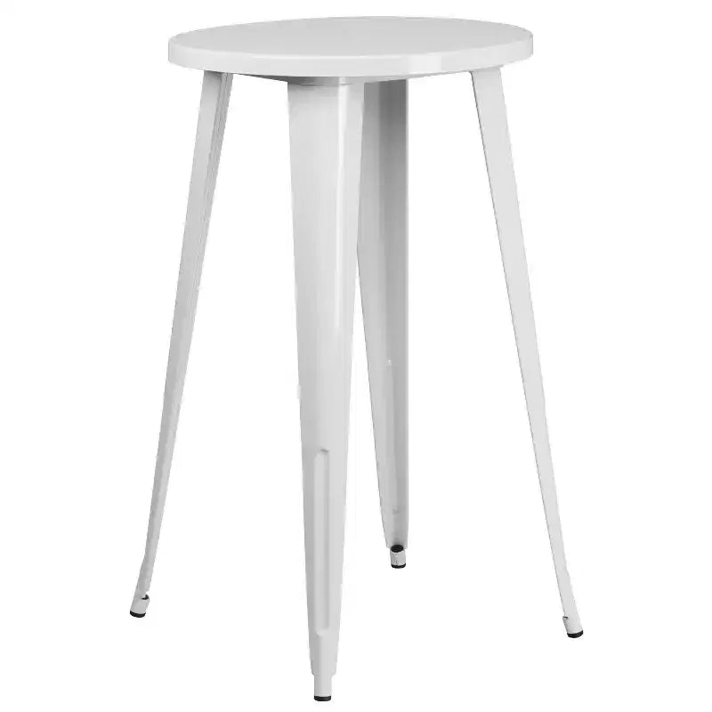 Flash Furniture Table de bar ronde 24" en métal de qualité commerciale pour l'intérieur et l'extérieur avec 4 tabourets carrés sans dossier