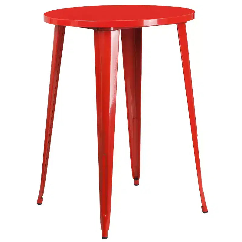 Ensemble table de bar ronde en métal de 76 cm de qualité commerciale Flash Furniture pour intérieur et extérieur avec 2 tabourets de café