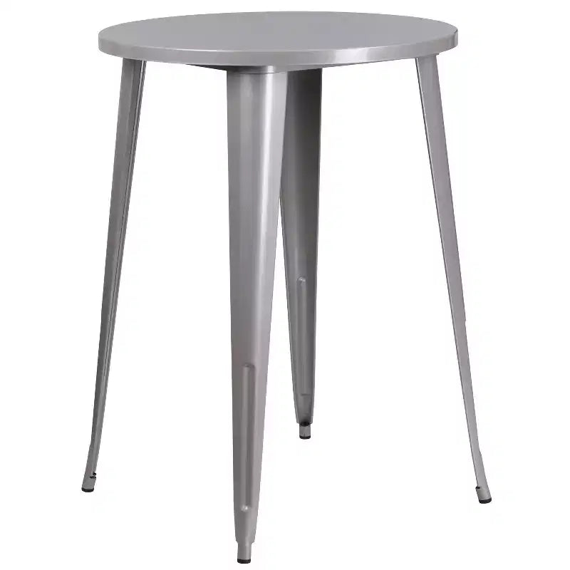 Ensemble table de bar ronde en métal de 76 cm de qualité commerciale Flash Furniture pour intérieur et extérieur avec 2 tabourets de café
