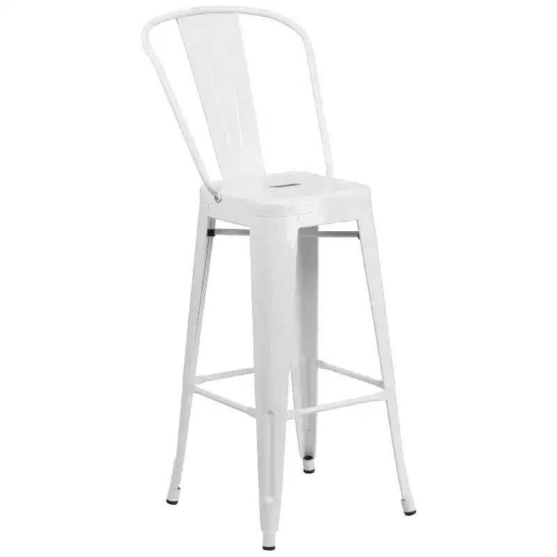 Ensemble table de bar ronde en métal de 76 cm de qualité commerciale Flash Furniture pour intérieur et extérieur avec 2 tabourets de café