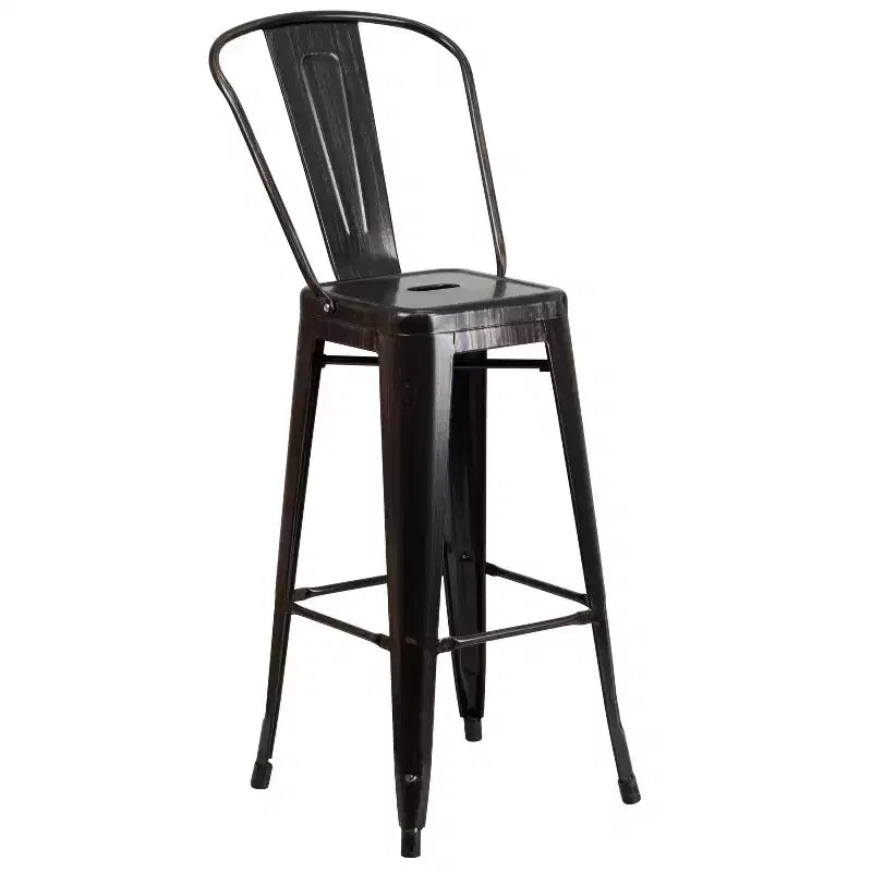 Ensemble table de bar ronde en métal de 76 cm de qualité commerciale Flash Furniture pour intérieur et extérieur avec 2 tabourets de café