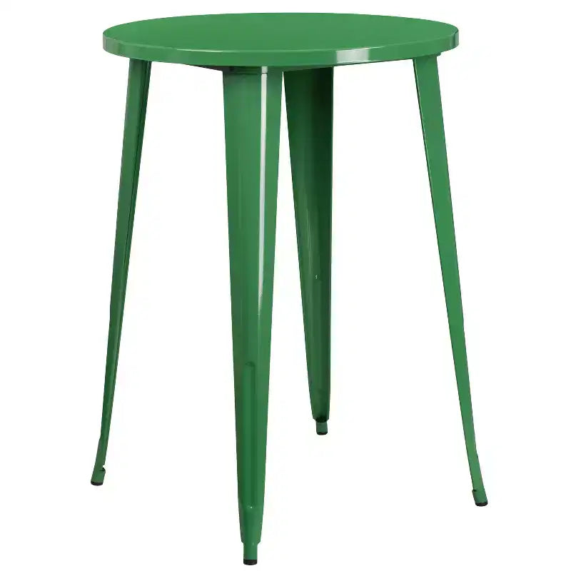Flash Furniture Commercial Grade 30 Round Metal Indoor-Outdoor Bar Table Set with 4 Square Seat Backless Stools
