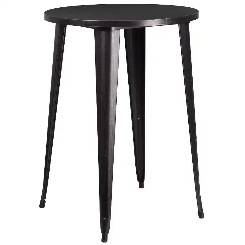 Flash Furniture Commercial Grade 30 Round Metal Indoor-Outdoor Bar Table Set with 4 Square Seat Backless Stools