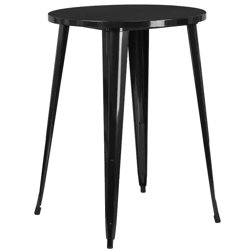 Flash Furniture Commercial Grade 30 Round Metal Indoor-Outdoor Bar Table Set with 4 Square Seat Backless Stools