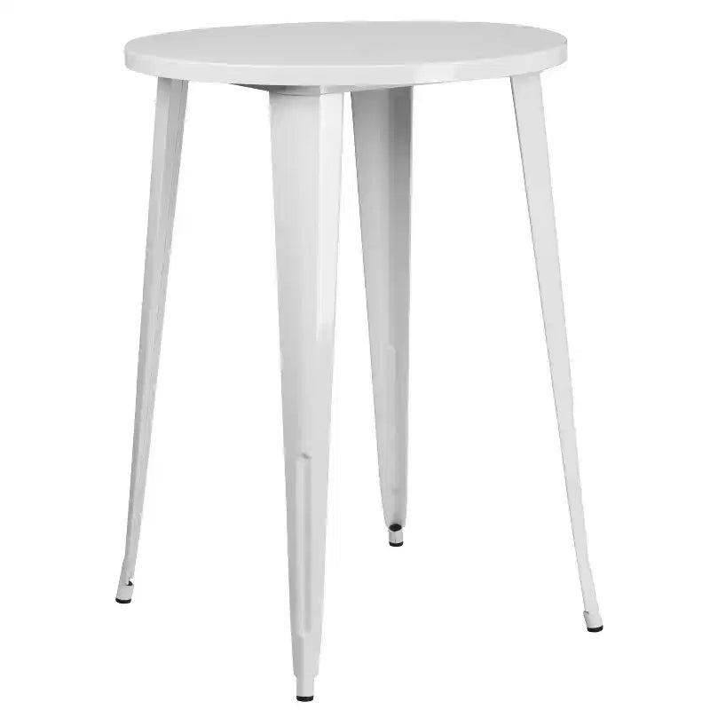 Ensemble table de bar ronde en métal de 30 po de qualité commerciale Flash Furniture pour l'intérieur et l'extérieur avec 4 tabourets à dossier à barreaux verticaux
