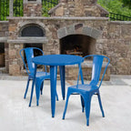 Flash Furniture Commercial Grade 30 Round Metal Indoor-Outdoor Table Set with 2 Cafe Chairs