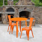 Flash Furniture Commercial Grade 30 Round Metal Indoor-Outdoor Table Set with 2 Cafe Chairs