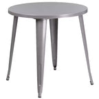 Flash Furniture Commercial Grade 30 Round Metal Indoor-Outdoor Table Set with 2 Cafe Chairs